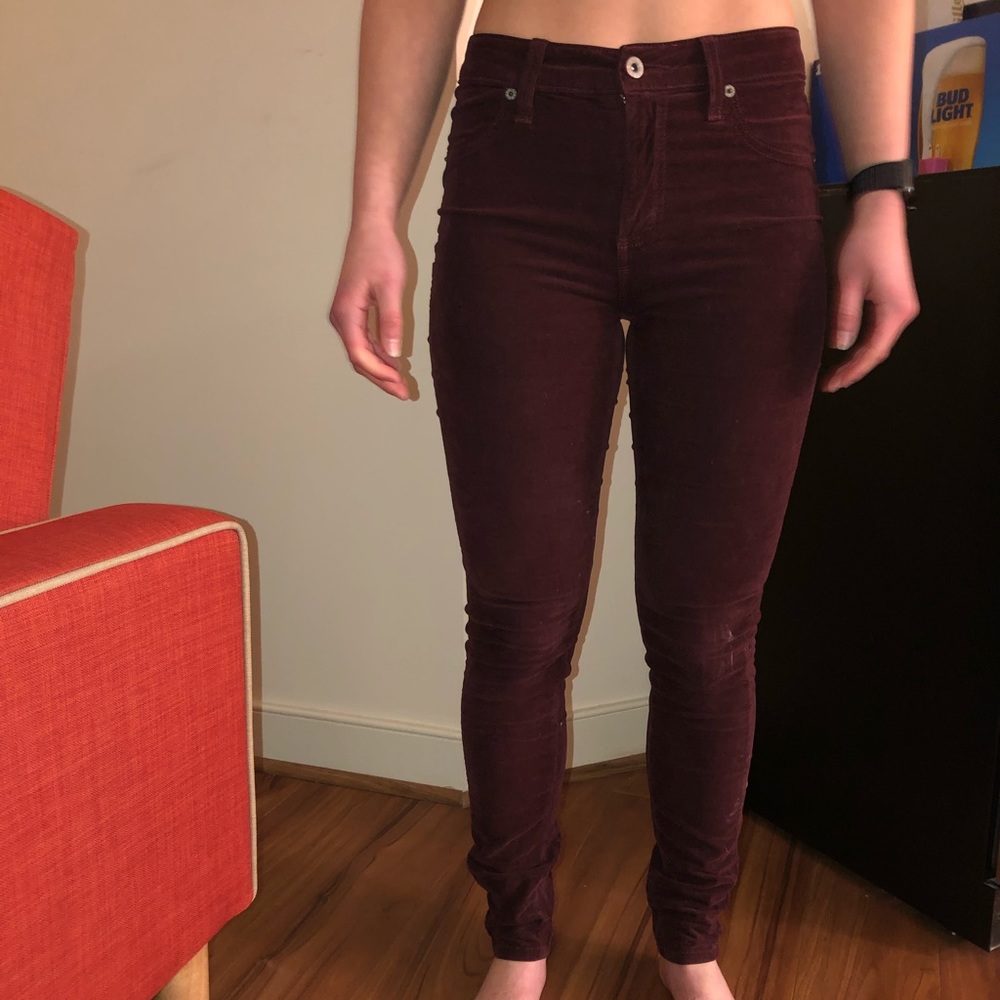 CARMAR Maroon Corduroy High Waisted Jeans